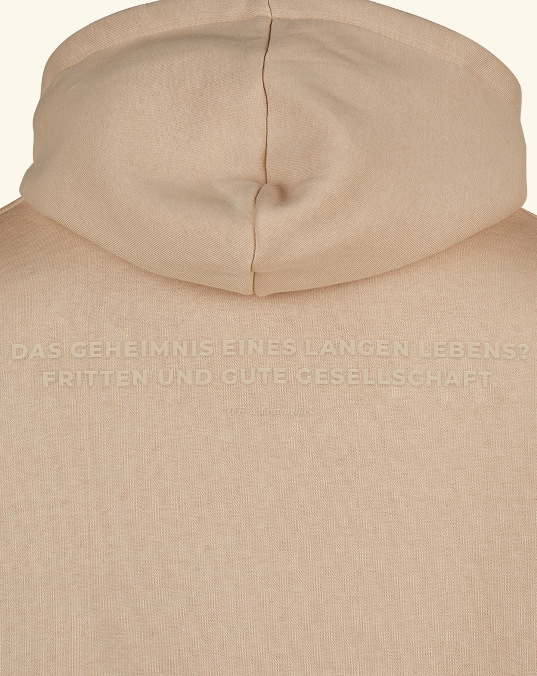 Frittenglück Hoodie beige "Das Geheimnis eines langen Lebens? Fritten und gute Gesellschaft"