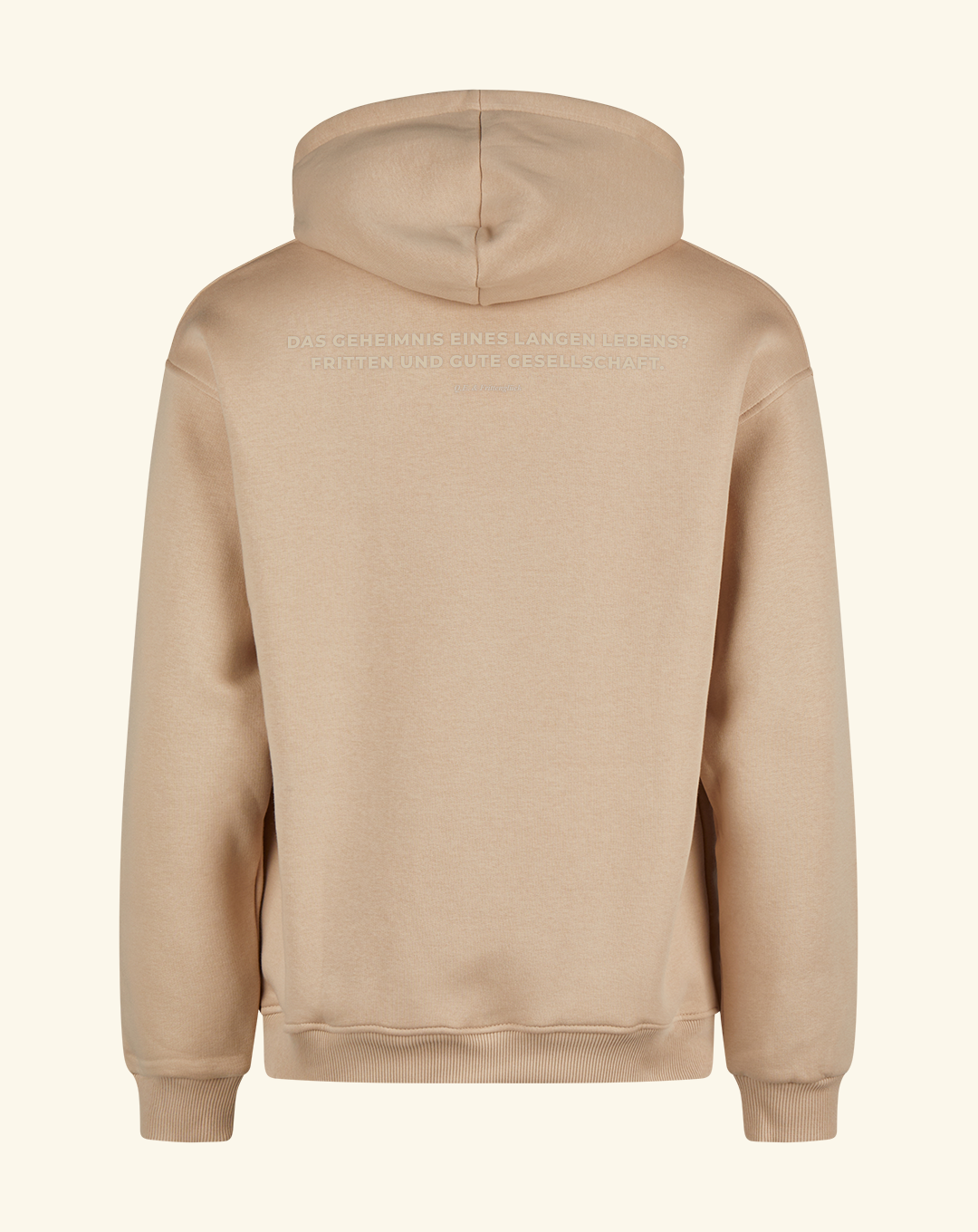 Frittenglück Hoodie beige "Das Geheimnis eines langen Lebens? Fritten und gute Gesellschaft"