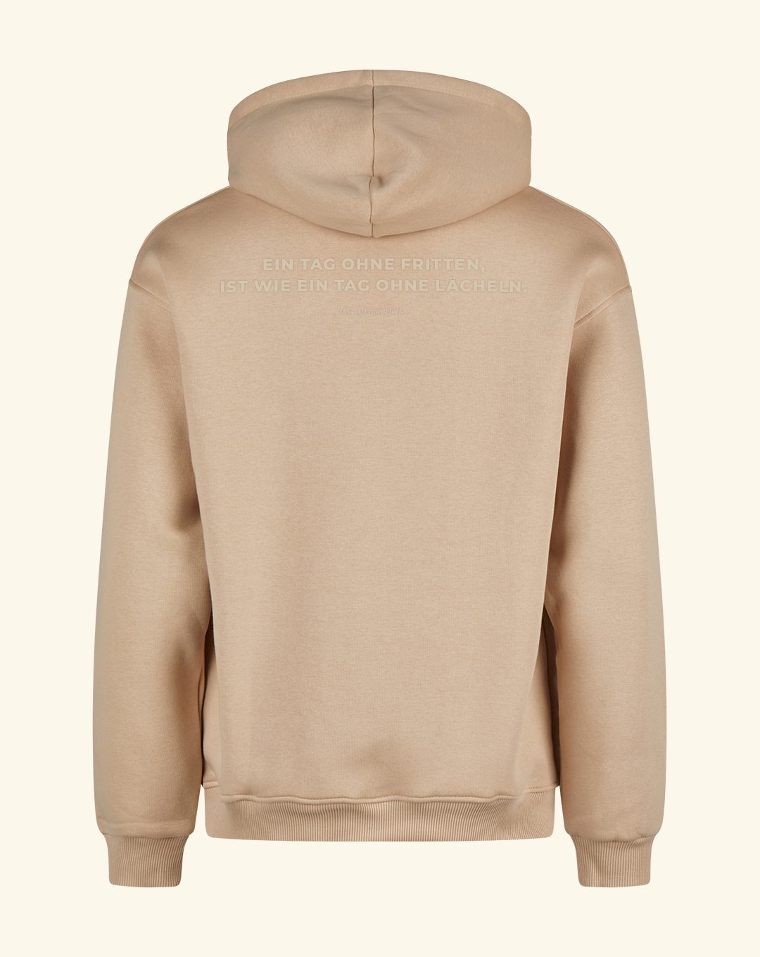 Frittenglück Hoodie beige "Ein Tag ohne Fritten, ist wie ein Tag ohne Lächeln."