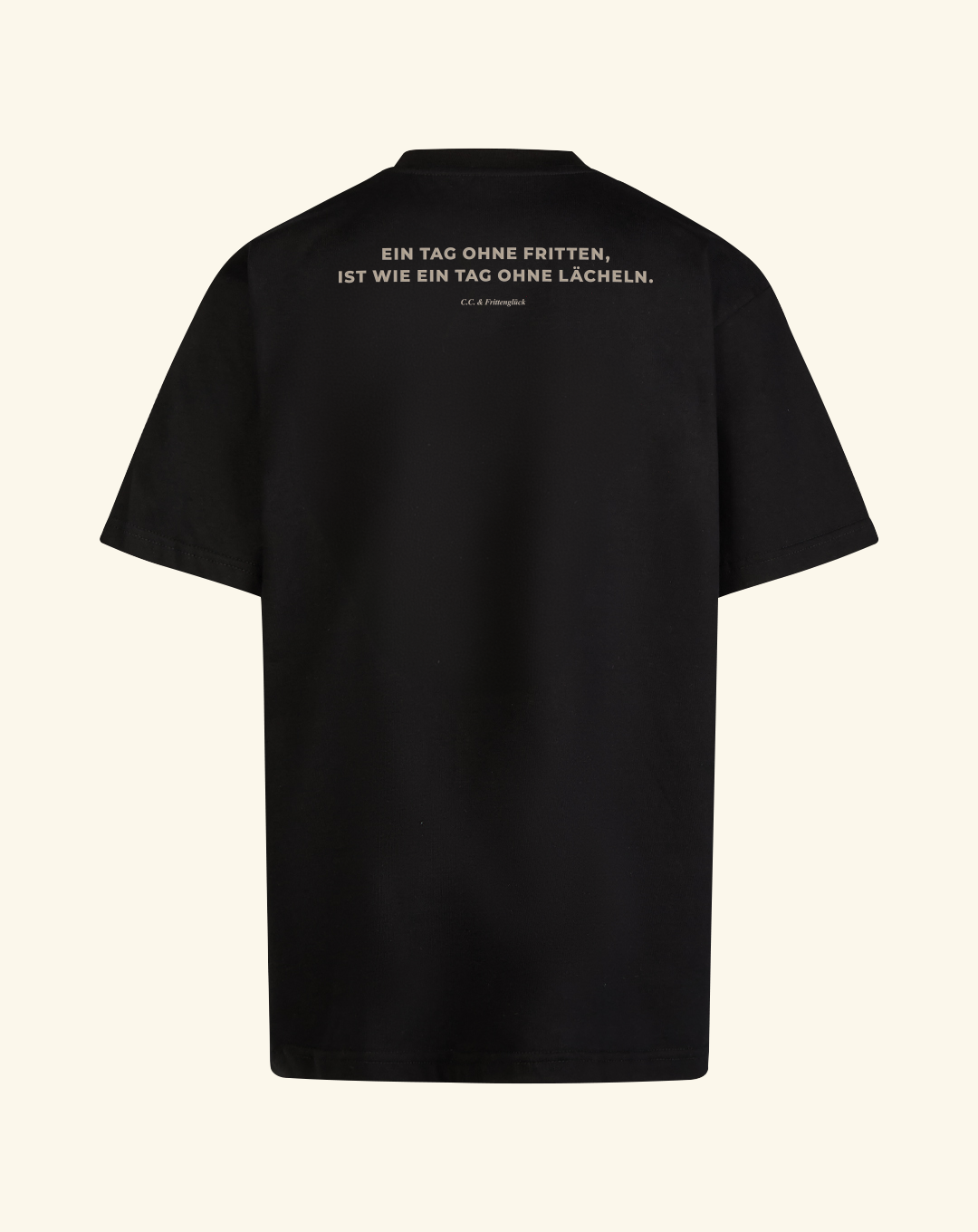 Frittenglück T-Shirt schwarz "Ein Tag ohne Fritten, ist wie ein Tag ohne Lächeln."