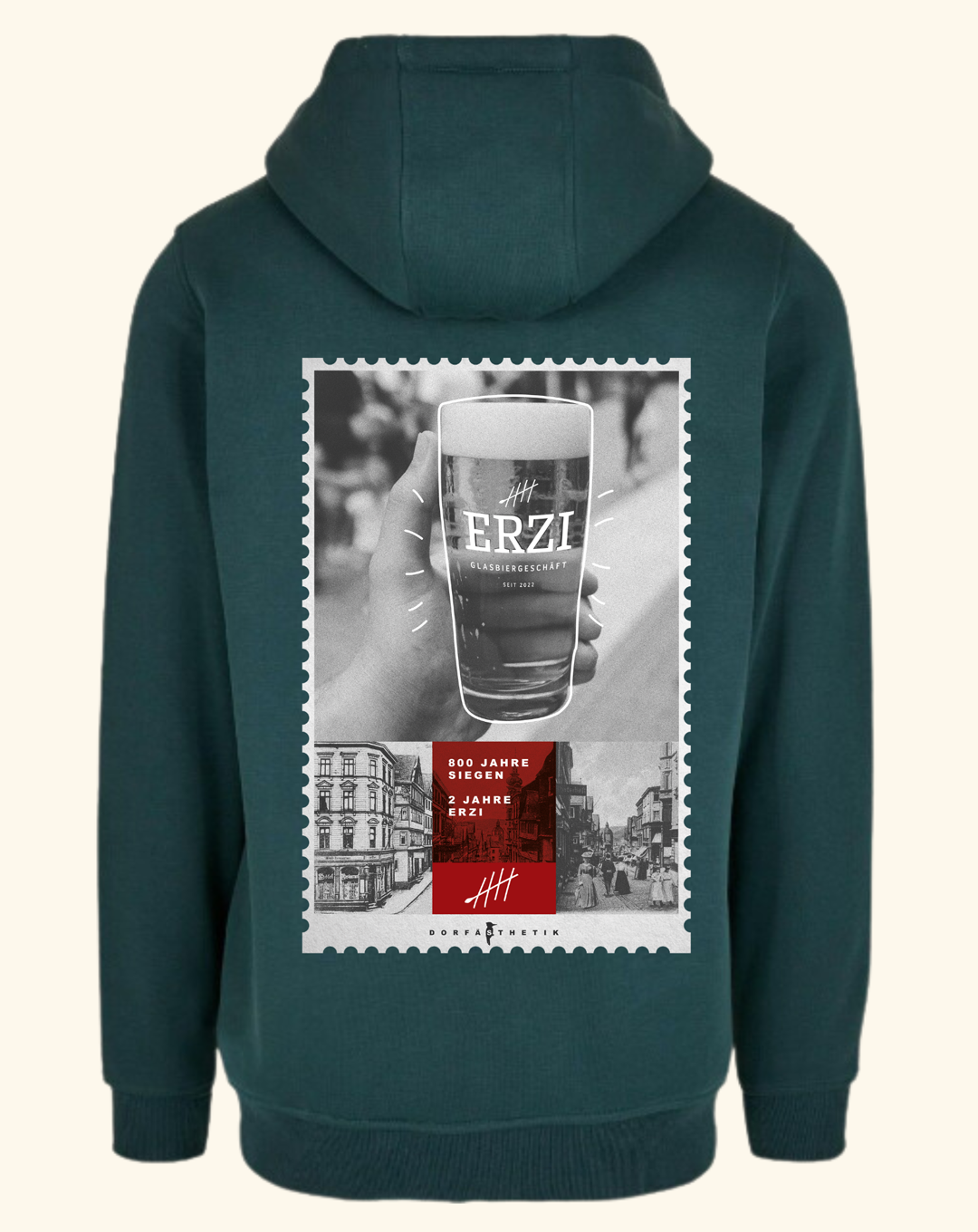 Hoodie "ERZI" bottle green